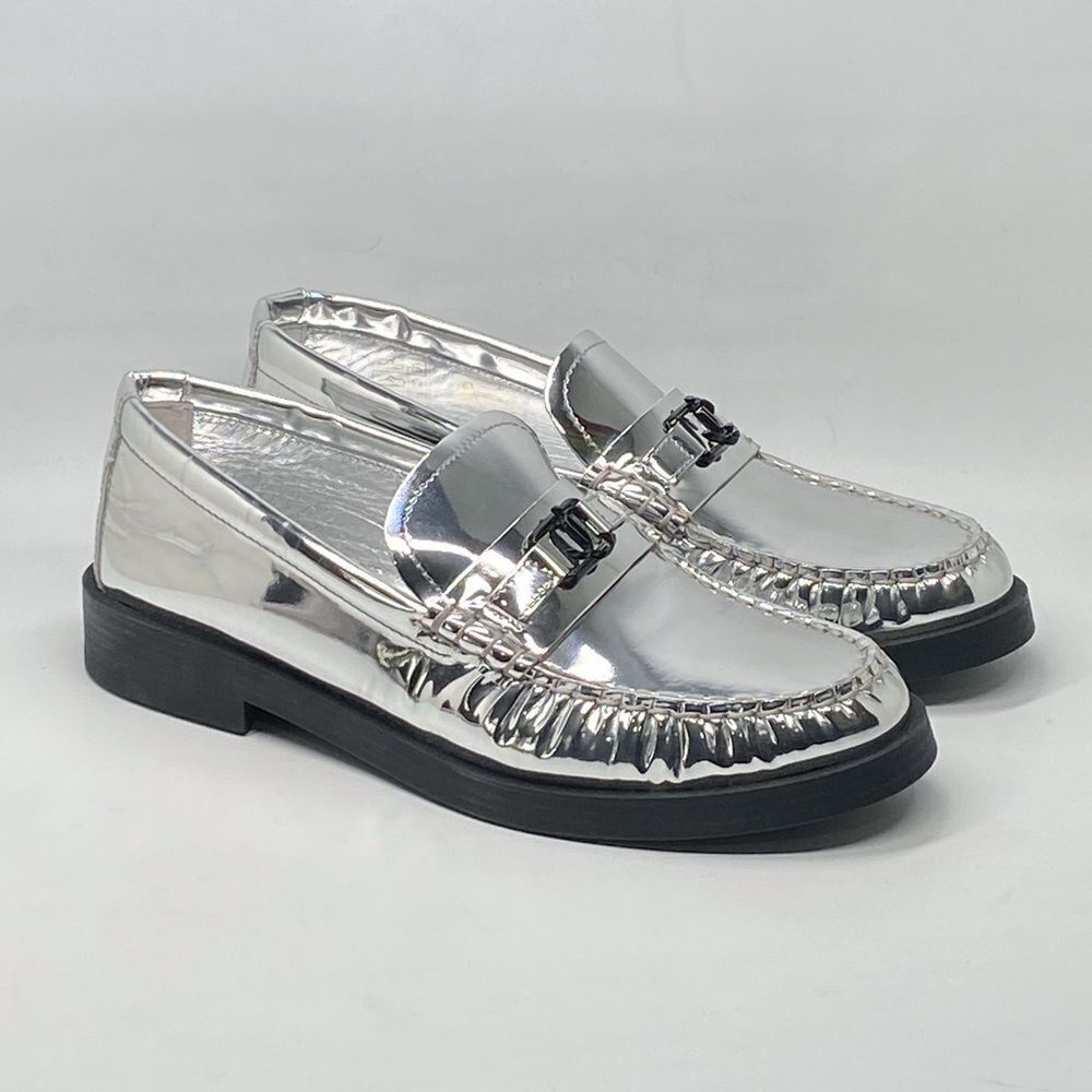 Jimmy Choo Addie JC Logo Metallic Loafer size 38 - Picture 3 of 13